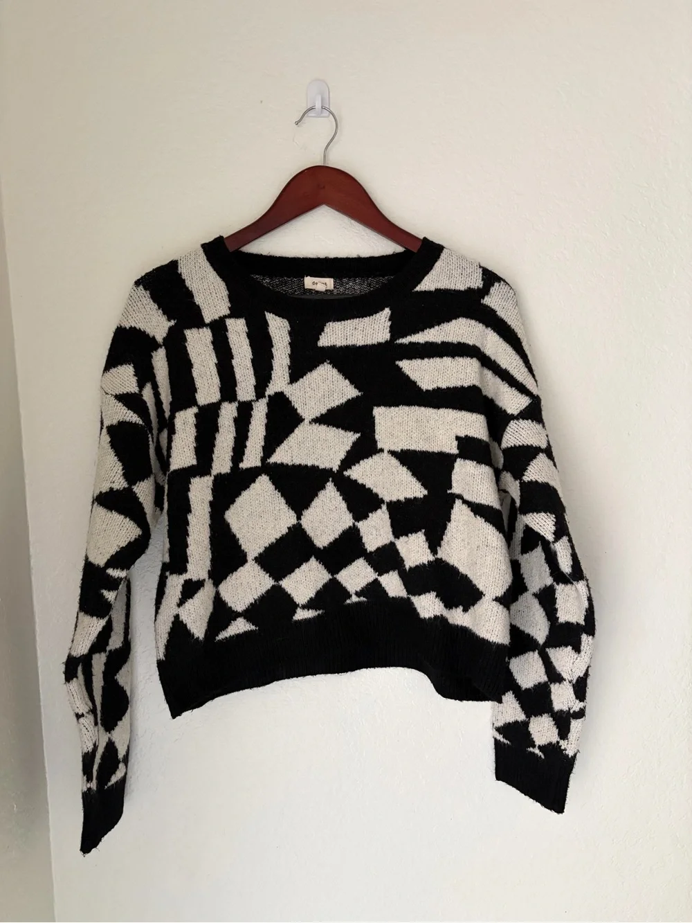 Debut Black & Cream Geometric Crewneck Sweater - Picture 1 of 6